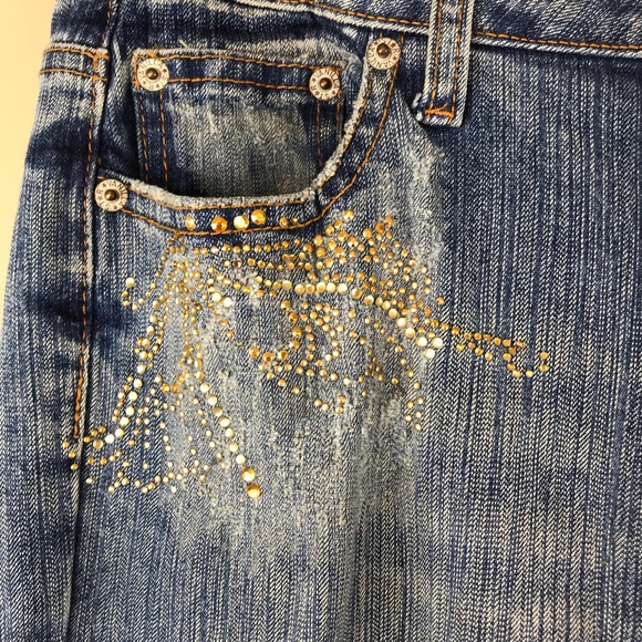 Jean Skinny Vanilla Star – Taille 0, Délavé, Embellishments, Ultra-low Rise, 32 Inseam